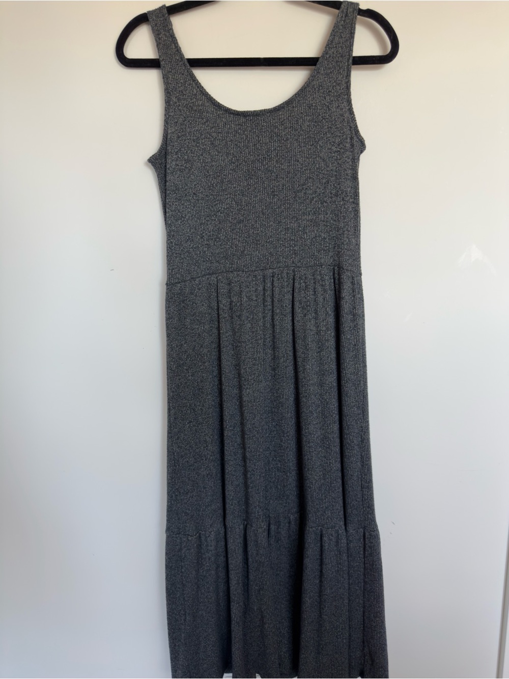 401. Daily Ritual Ribbed Maxi Tiered Dress Grey - Picture 5 of 5